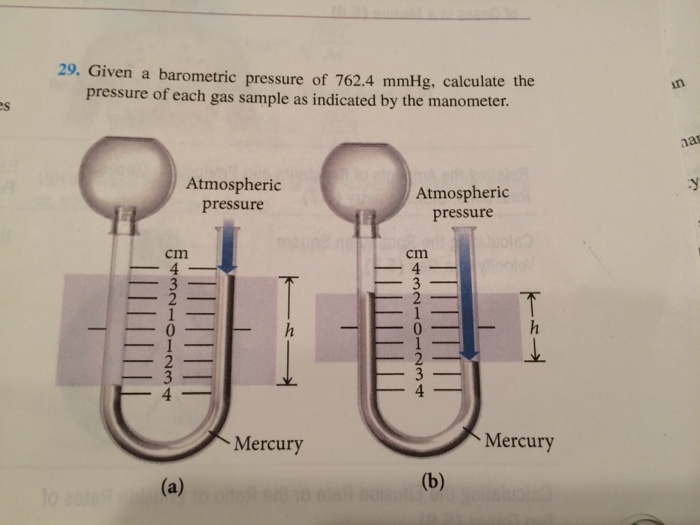 Solved Given a barometric pressure of 762.4 mmHg, calculate