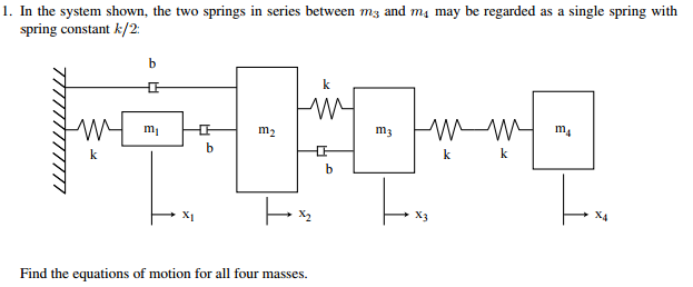 Solved In the system shown, the two springs in series | Chegg.com