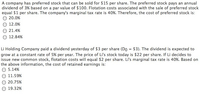 Solved A company has preferred stock that can be sold for | Chegg.com