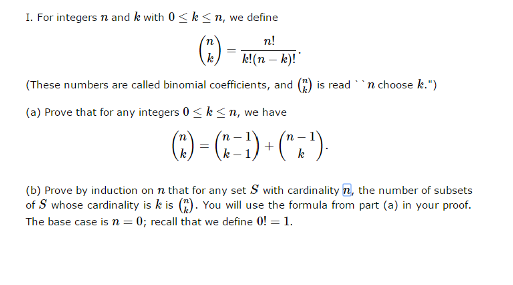 Solved For Integers N And K With 0 Lessthanorequalto K 