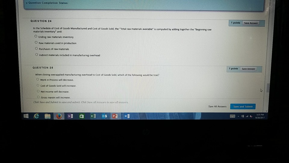 Solved Question Completion Status: QUESTION 24 1 points Save | Chegg.com