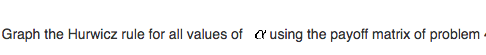 Solved Graph the Hurwicz rule for all values of α using the | Chegg.com