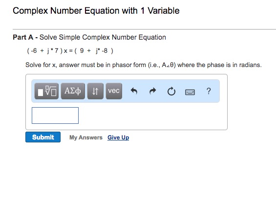 Solved Complex Number Equation with 1 Variable Part A Solve | Chegg.com