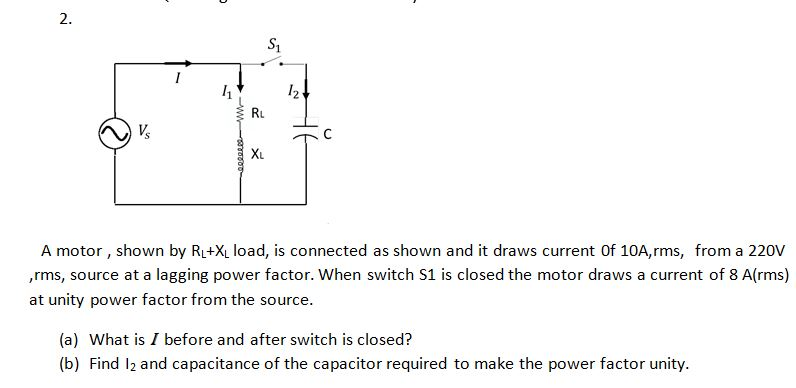 Solved A motor shown by R_L + X_L load, is connected as | Chegg.com