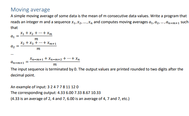 Solved Moving average A simple moving average of some data | Chegg.com