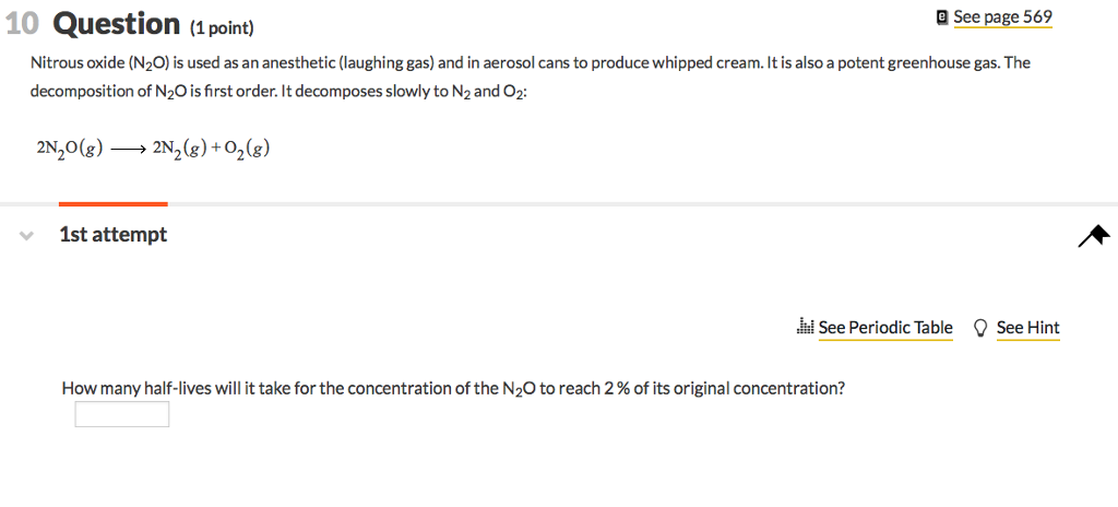 Solved 10 Question point) a See page 569 Nitrous oxide (N2O) | Chegg.com