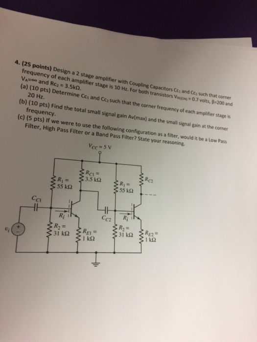 Solved Design a 2-stage amplifier with Coupling Capacitors | Chegg.com