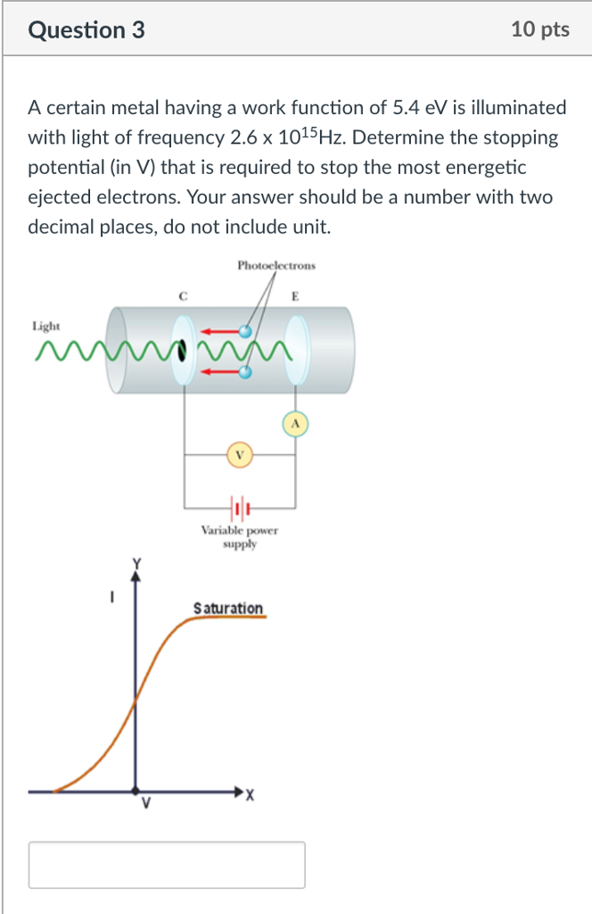Solved A certain metal having a work function of 5.4 eV is