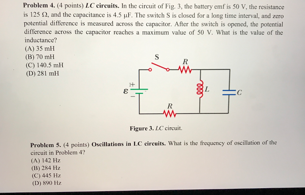 Solved Problem 4. (4 points) LC circuits. In the circuit of | Chegg.com