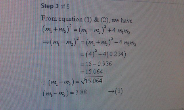 Solved Hi! How Does What Is Given (equation One) M1 + M2 = | Chegg.com