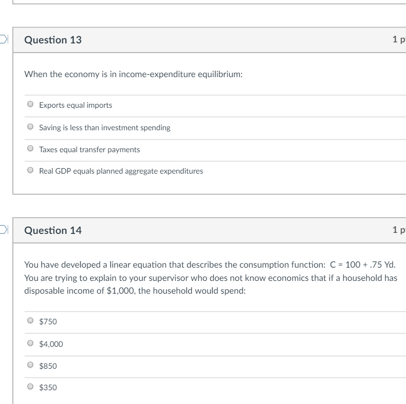 Solved When the economy is in income-expenditure | Chegg.com