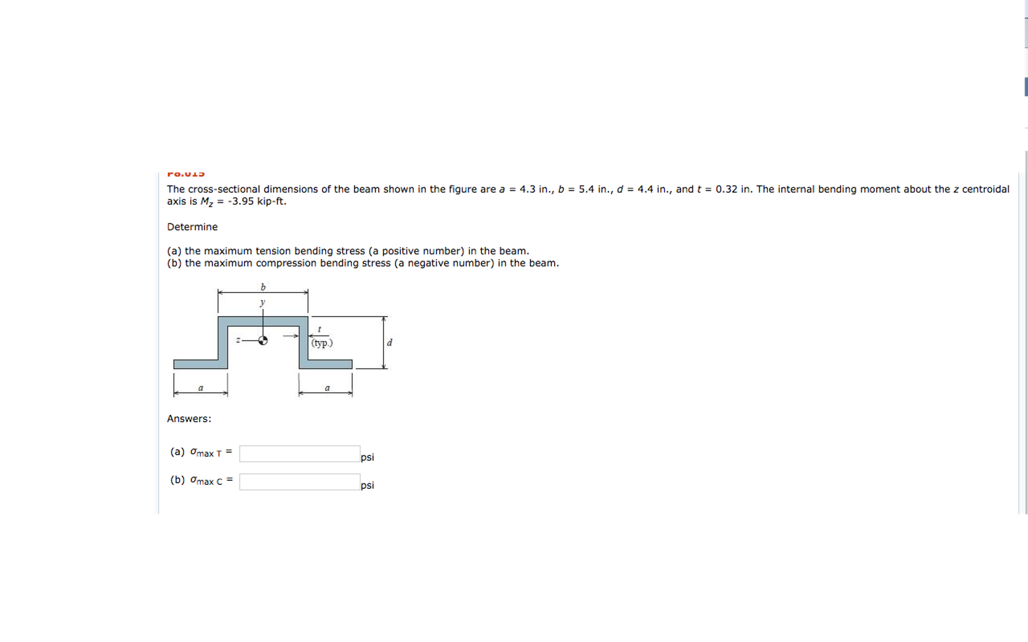 Solved The crosssectional dimensions of the beam shown in
