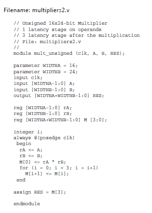 verilog code functionality implemented draw pipeline registers including below multiplier bit