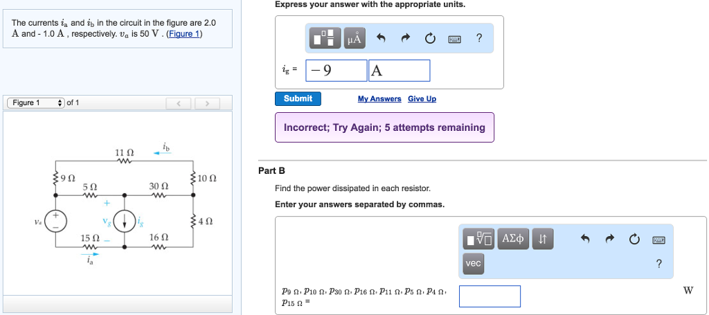 Solved The currents ia and ib in the circuit in the figure | Chegg.com