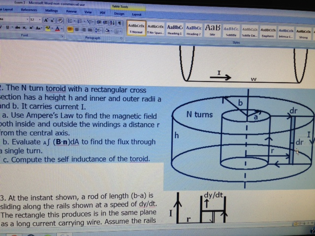 Solved The N turn toroid with a rectangular cross section | Chegg.com
