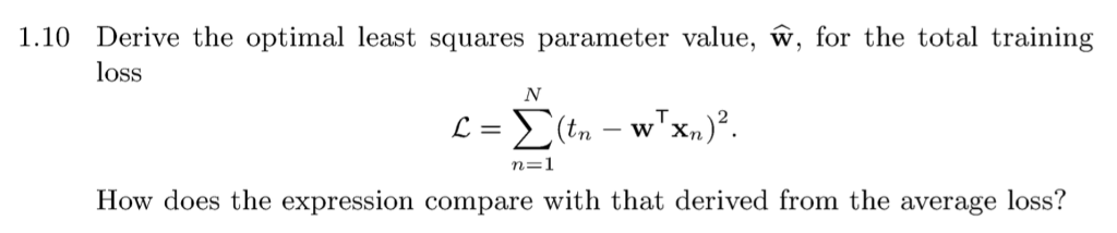 Optimal Square Math Process Solved 1.10 Derive the optimal least squares parameter | Chegg.com