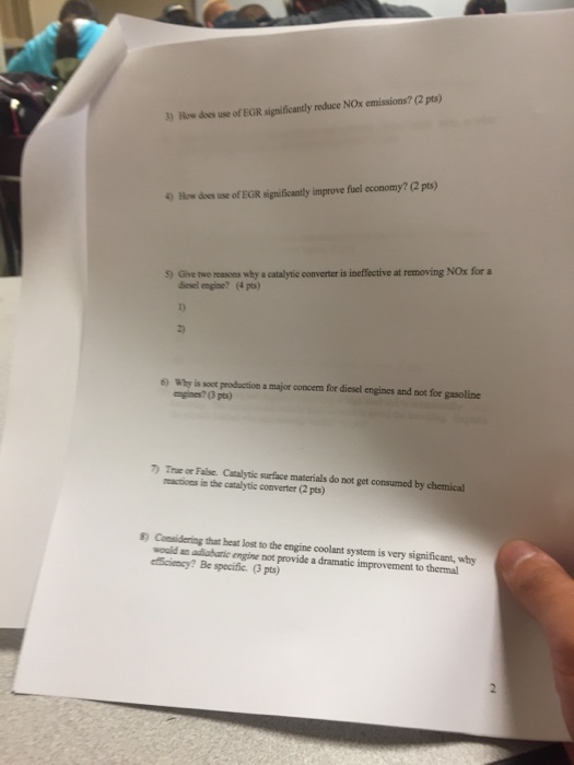 Solved How does use of EGR significantly reduce NOx