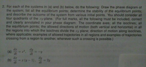 Solved For each of the systems in (a) and (b) below, do the | Chegg.com