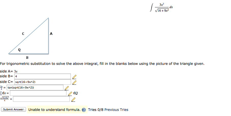 Solved For Trigonometric Substitution To Solve The Above | Chegg.com