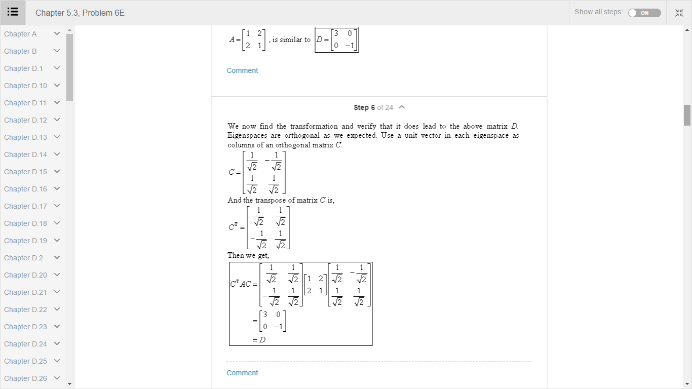 Solved Why is the orthogonal matrix of C divied by the