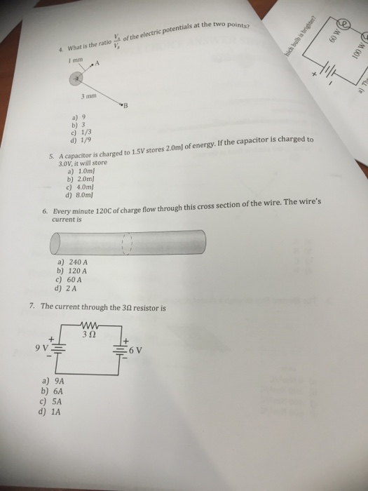 Solved What is the ratio VA/VB of the electric potentials at