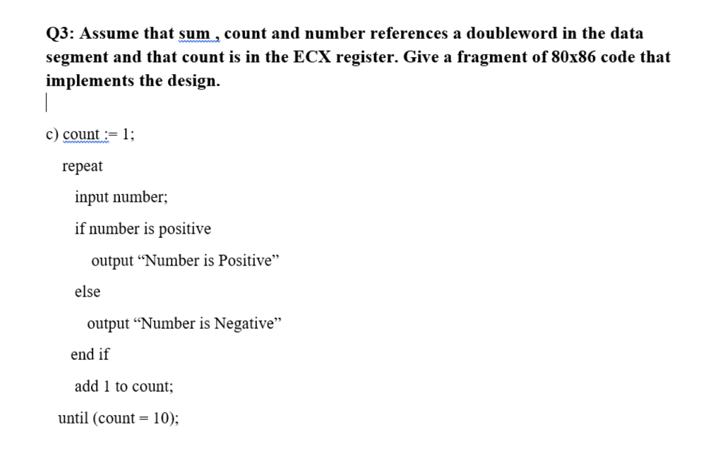 Solved Q3: Assume that sum, count and number references a | Chegg.com