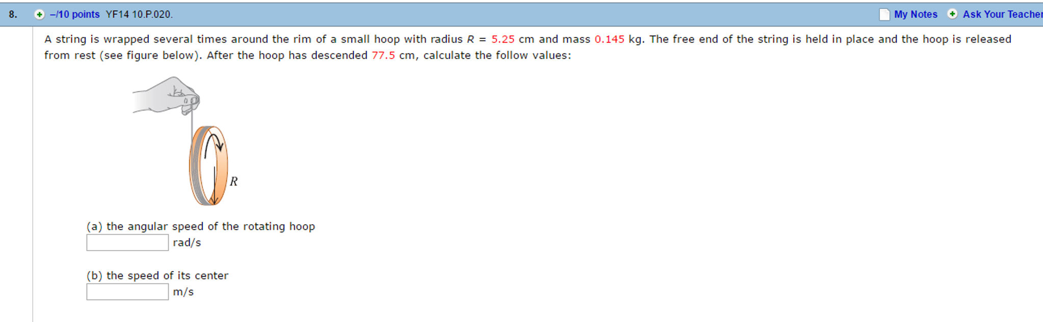 Solved A string is wrapped several times around the rim of a