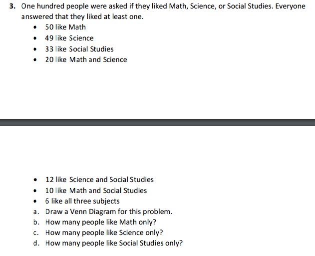 Solved One hundred people were asked if they liked Math, | Chegg.com