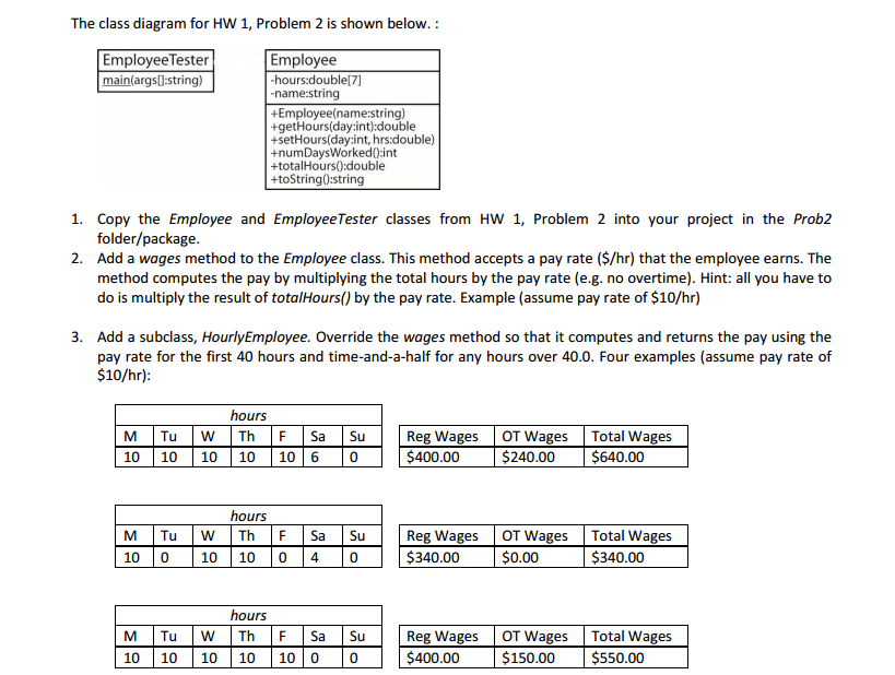 Solved The class diagram for HW 1, Problem 2 is shown below. | Chegg.com
