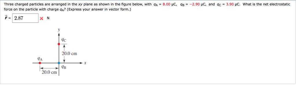 Solved Three Charged Particles Are Arranged In The Xy Plane