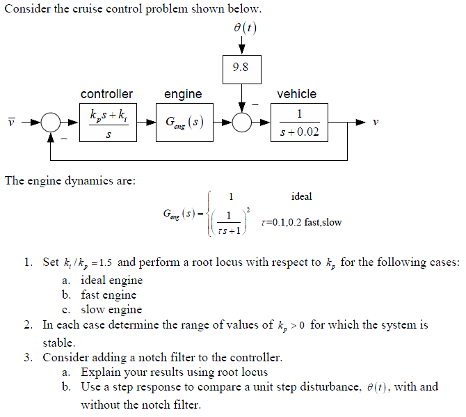 Solved Consider the cruise control problem shown below. The