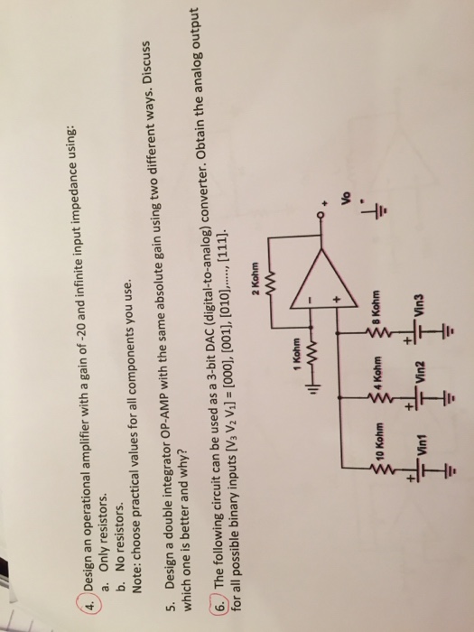 Solved Design an operational amplifier with a gain of -20 | Chegg.com