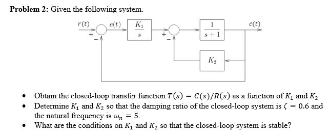 Solved Problem 1: Consider the system shown below and do the | Chegg.com
