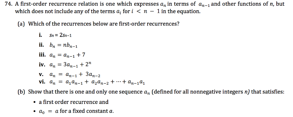 First Order Recurrence Relation