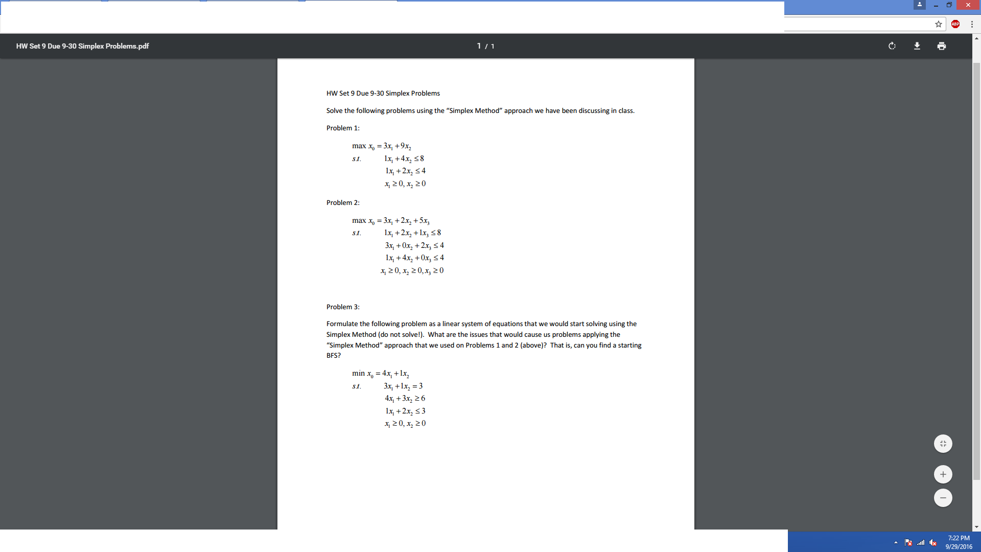 Solved Solve The Following Problems Using The "Simplex | Chegg.com