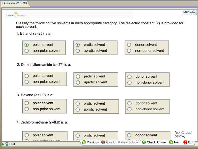 Solved Classify The Following Five Solvents In Each | Chegg.com