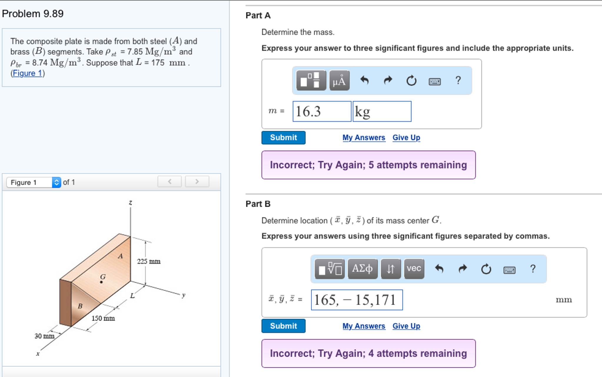 Solved The Composite Plate Is Made From Both Steel (A) And | Chegg.com