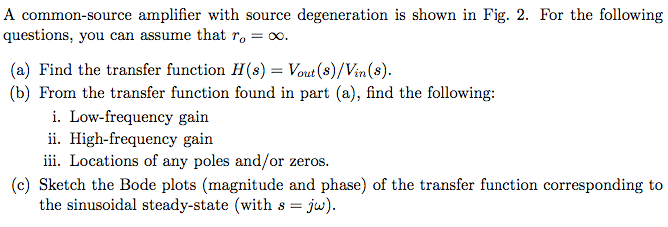 Solved A common-source amplifier with source degeneration is | Chegg.com