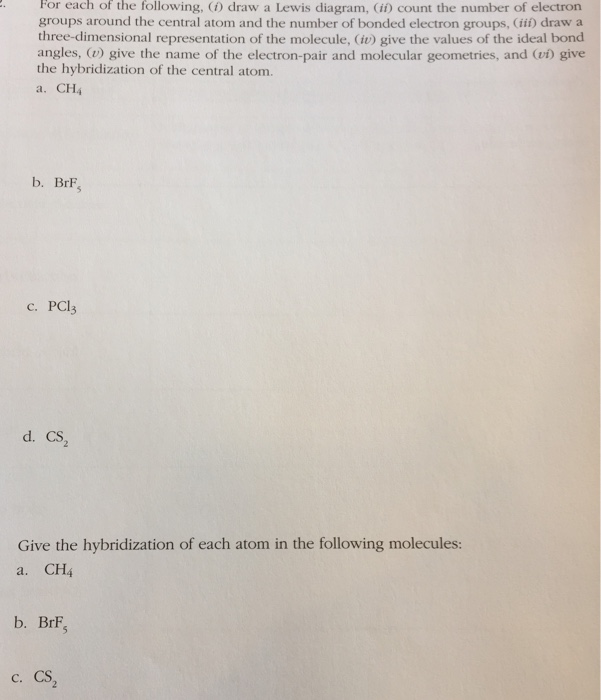 Solved For each of the following, draw a Lewis diagram, | Chegg.com