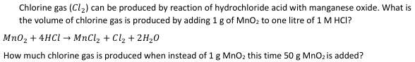 Solved Chlorine Gas (cl2) Can Be Produced By Reaction Of 