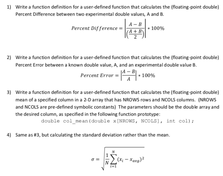 Solved 1) Write a function definition for a user-defined | Chegg.com