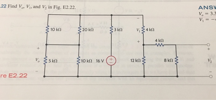 Solved Find V 0 V 1 And V 2 In Fig E2 22 Chegg