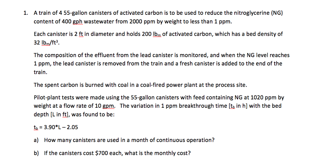A train of 4 55-gallon canisters of activated carbon | Chegg.com