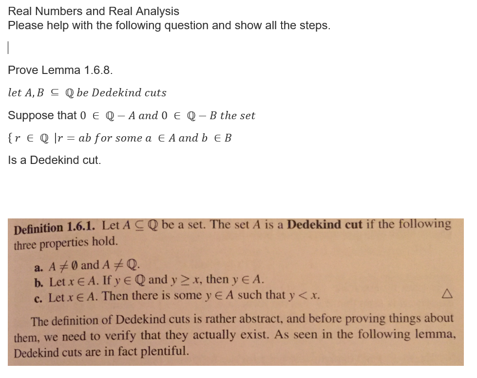 Solved Real Numbers and Real Analysis Please help with the | Chegg.com