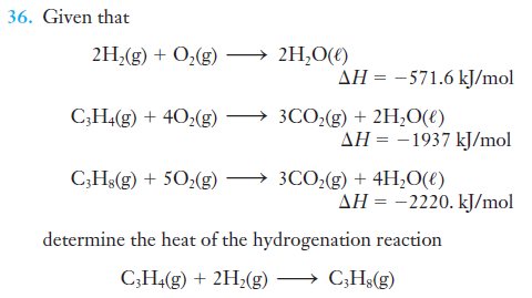 Solved Given that determine the heat of the hydrogenation | Chegg.com