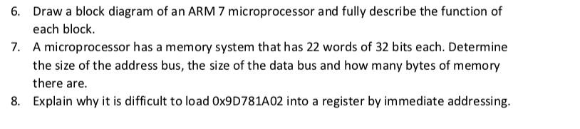 Draw a block diagram of an ARM 7 microprocessor and | Chegg.com
