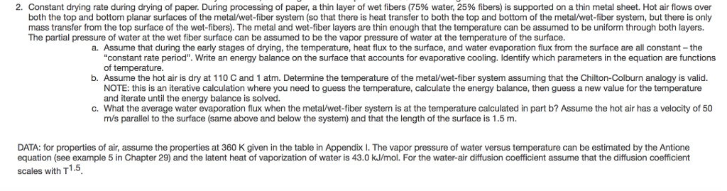 2 Constant Drying Rate During Drying Of Paper Chegg