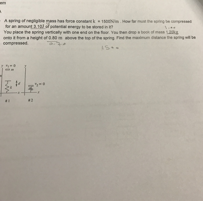 Solved A spring of negligible mass has force constant k =
