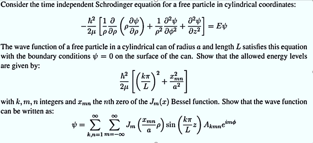 Solved Consider The Time Independent Schrodinger Equation | Chegg.com