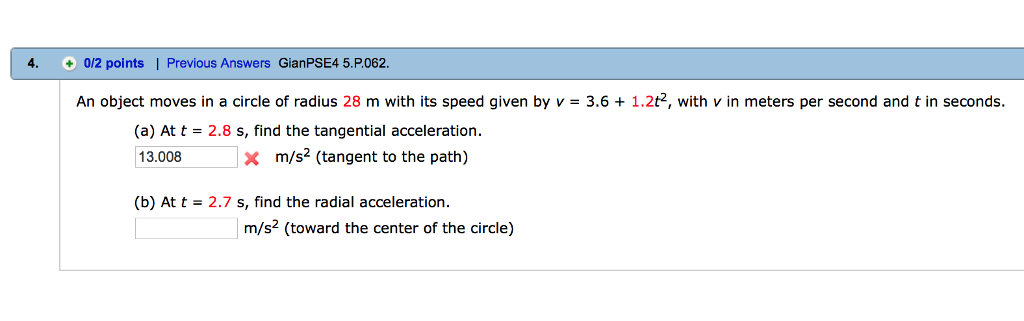 Solved An object moves in a circle of radius 28 m with its | Chegg.com